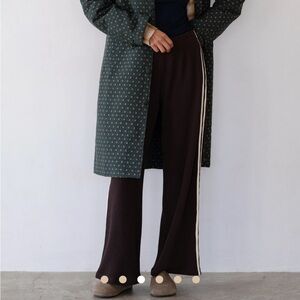 DONNI. Brown Crop Thermal Pants with Cream Accents